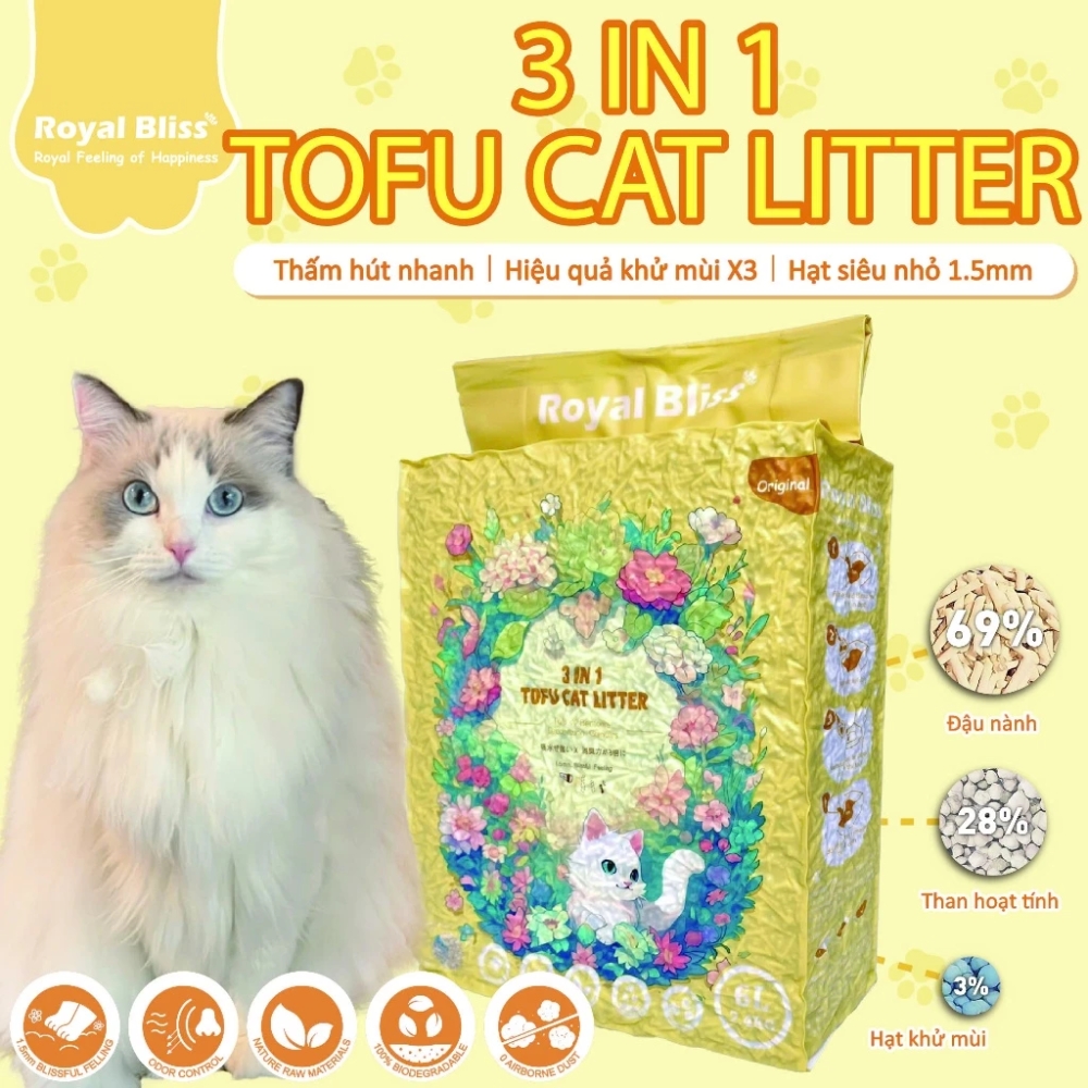 Cát vệ sinh 3in1 đậu nành cho mèo