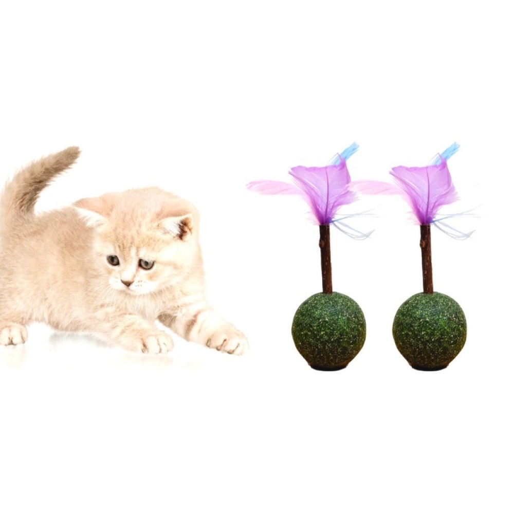 Bóng catnip kèm lông vũ hỗ trợ tiêu búi lông, ổn định tâm trạng cho mèo